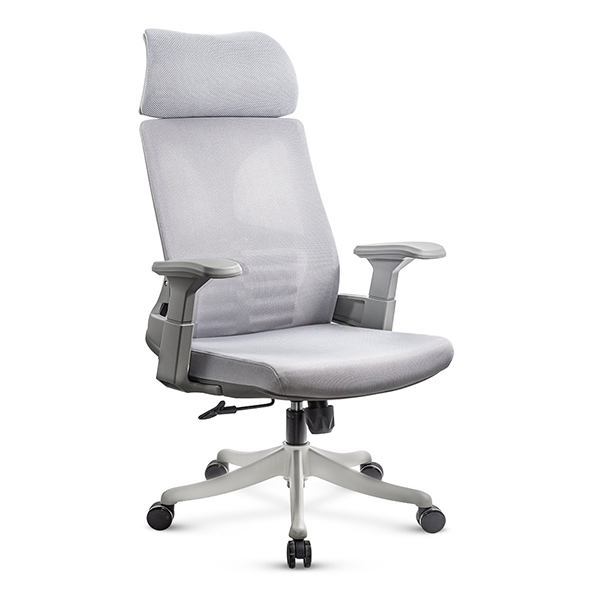 Scaun ergonomic din mesh cu suport lombar si tetiera NIC 9514 gri